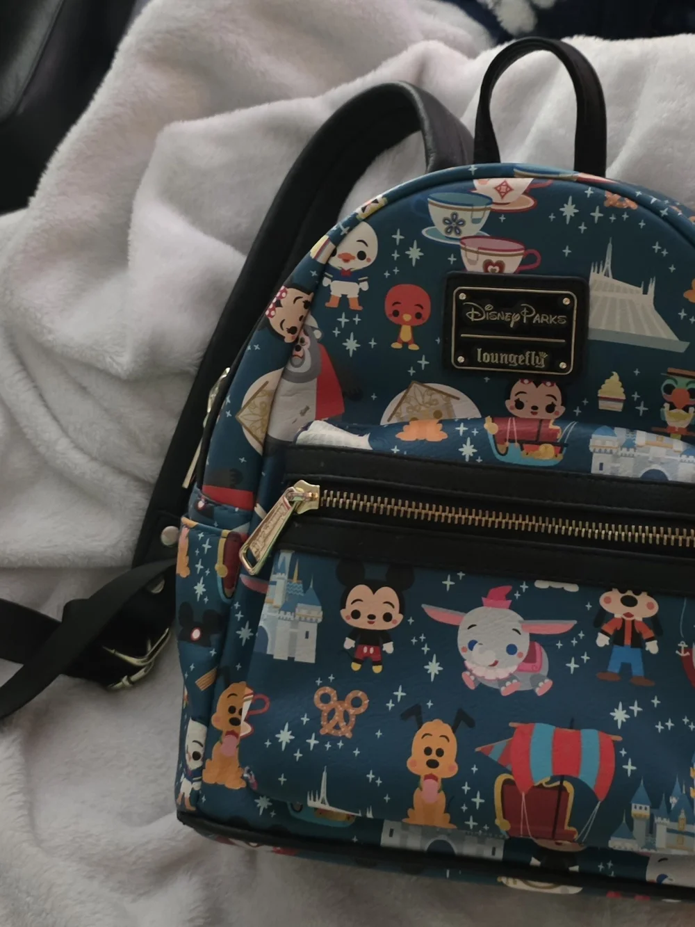Loungefly Teal Disney Parks Character Mini Backpack with Gold Hardware